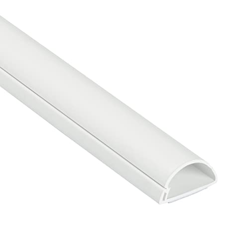 D-Line Cable Raceway On-Wall Cord Cover | 1D3015W | Surface Mount Electrical Channel to Hide and Conceal Cords, Cables, and Wires | White, Paintable - color: White, size: 1.18x0.59in - 1x 39in