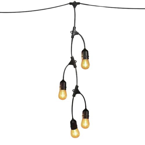 Feit Electric 12ft LED Outdoor Fence String Lights, 10 Sockets, 12pc. S14 LED Bulbs Included, E26 Base, 10 Watts, 2200K, Amber, SLM12-10/FIL - color: Warm White, size: 12 ft, style: 10 Sockets
