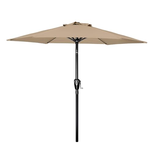 Simple Deluxe 9' Patio Umbrella Outdoor Table Market Yard Umbrella with Push Button Tilt/Crank - color: Tan, size: 9ft