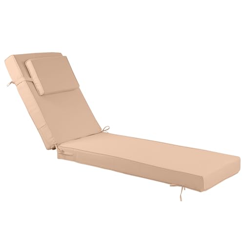 Chaise Lounge Cushions Outdoor 72x21x4 Inch, Patio Lounger Chair Cushion with Removable Cover, Fade Resistant Replacement Pad for Outdoor Furniture (Khaki, 72x21x4 inch) - color: Khaki