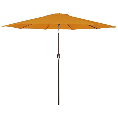 Blissun 9' Outdoor Patio Umbrella, Outdoor Table Umbrella, Yard Umbrella, Market Umbrella with 8 Sturdy Ribs, Push Button Tilt and Crank - color: Golden Yellow