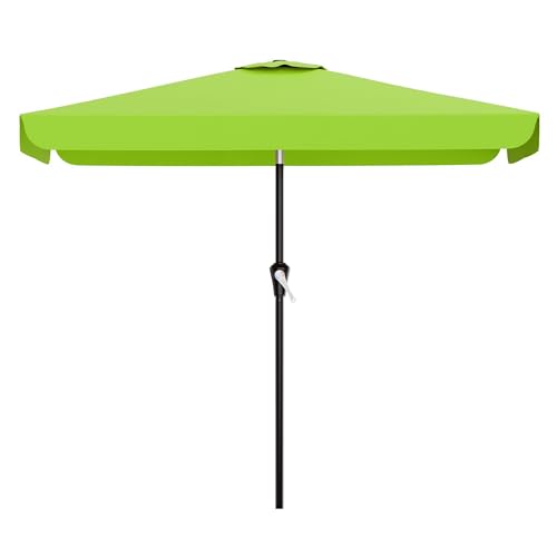 AreShark 6.5 x 10 FT Rectangular Valance Patio Umbrella, Outdoor Umbrella with Tilt and Crank, Market Table Umbrellas W/ 6 Ribs UV Protection for Garden, Deck, Backyard Pool, Apple Green - color: Apple Green, size: 6.5x10 FT