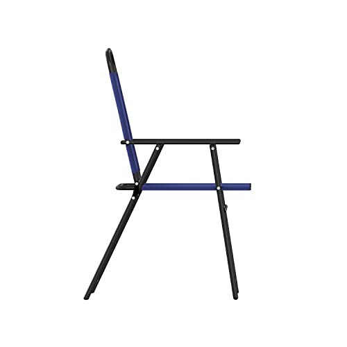 Flash Furniture Mystic Folding Patio Sling Chairs, Outdoor Textilene Lawn Chairs with Armrests, Set of 2, Navy - color: Navy
