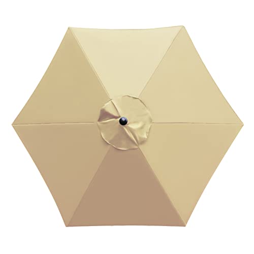 Sunnyglade 7.5ft Patio Umbrella Replacement Canopy Market Umbrella Top Outdoor Umbrella Canopy with 6 Ribs - color: Tan