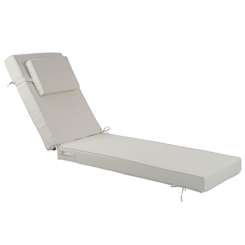 Chaise Lounge Cushions Outdoor 72x21x4 Inch, Patio Lounger Chair Cushion with Removable Cover, Fade Resistant Replacement Pad for Outdoor Furniture (Beige, 72x21x4 inch) - color: Beige