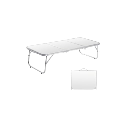 Moosinily Small Camping Table 35.2 inch Folding Picnic Table Foldable Low Camp Table Portable Short Aluminum Outdoor Floor Short Beach BBQ White 35.2×15.7 inch - color: White, size: 35.2×15.7 Inch