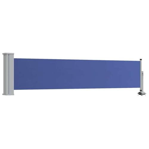 vidaXL Retractable Side Awning, Folding Privacy Screen, Outdoor Divider Wall, Patio Awning for Deck Porch Garden Terrace, 23.6"x118.1" Blue - color: Blue, size: 23.6" x 118.1"
