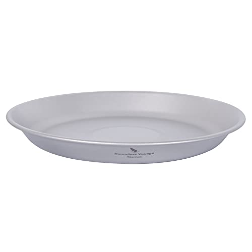 Boundless Voyage Titanium Dish Plate Bowl Set with Carry Bag Outdoor Camping Pan Tableware Cookware Mess Kit for Food Fruit Sauce Ti1111T - color: Ti1111T (pan)