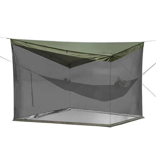 Hammock Screen House with 2 Openings, Lightweight Camping Tarp Tent Mosquito Net for Camping, Picnics, Backyard and Backpacking - color: Screen House-army