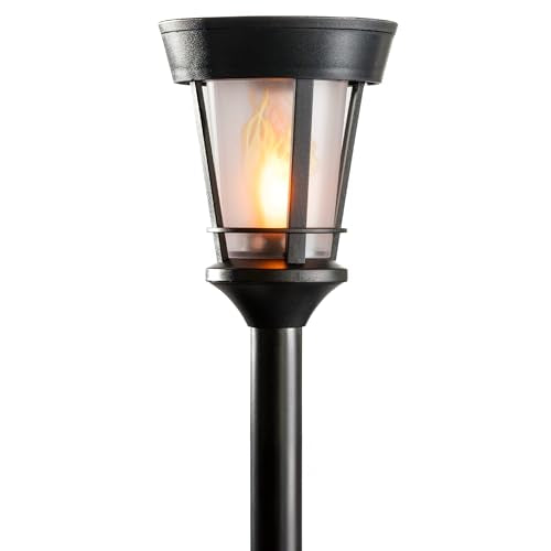 FoxFlame Classic Solar Path Torch - Elegant Flickering Flame Effect with Patented LED,IP65 Waterproof,Solar-Powered Lighting for Garden,Yard, and Landscape Ambiance Easy Stake Installation (2 Pack) - style: Classic Path Torch