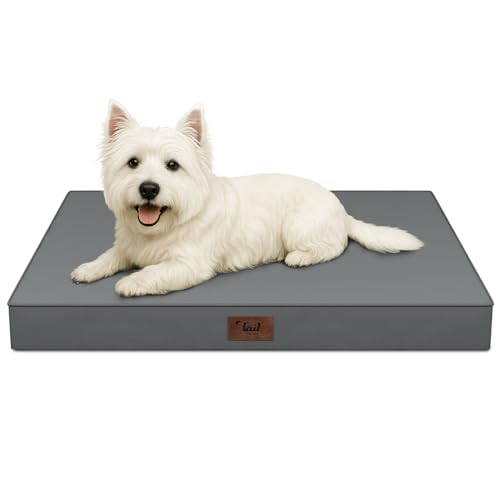 Outdoor Dog Bed for Small Dogs & Cats, Waterproof Dog Crate Mat Orthopedic Egg Crate Foam with Washable Removable Oxford Cover, Grey - color: Grey, size: 23.0"L x 17.0"W x 2.5"Th