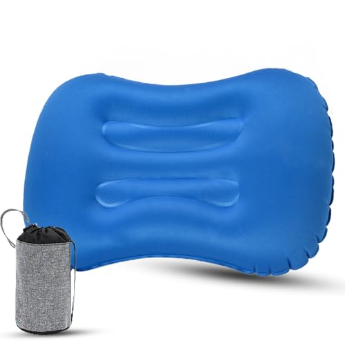 Ultralight Inflatable Camping Pillow -Compact, Comfortable & Portable Travel Pillow for Backpacking, Hiking, and Outdoor Adventures (Blue) - color: Blue