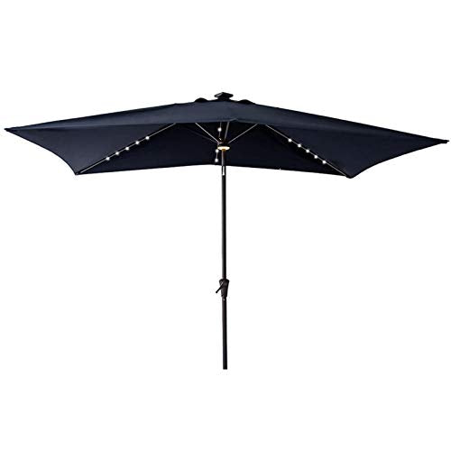 C-Hopetree Rectangular Outdoor Patio Market Umbrella with Solar LED Lights 6.5 x 10 ft - color: Navy Blue