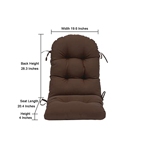 QILLOWAY Outdoor High Back Chair Cushion for Adirondack, All Weather Rocking Chair Cushions Thick Padded Replacement for Patio Furniture,Coffee - color: Coffee