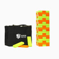 Tailgating Pros Premium Giant Toppling Timbers with Carrying Case – Choose Your Team Colors! Jumbo Outdoor Yard Game, Tower Grows to Over 5 Feet! - color: Orange/Lime