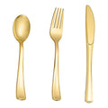 N9R 500PCS Gold Plastic Silverware - Gold Plastic Cutlery Set Disposable Flatware Dinnerware -200 Forks, 150 Spoons, 150 Knives for Party, Birthday, Wedding Utensils - color: Gold-500Pack