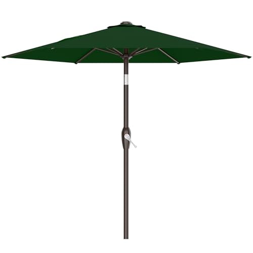 AreShark 7.5FT Patio Umbrella Table Market Umbrella with 6 Sturdy Ribs, Button Tilt/Crank, Heavy-Duty Outdoor Umbrellas for Pool, Deck, Garden and Backyard, Dark Green - color: Dark Green, size: 7.5FT