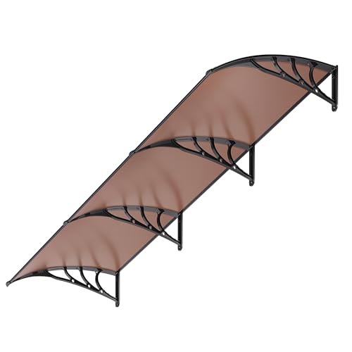 VIVOHOME Polycarbonate Window Door Awning Canopy Brown with Black Bracket 40 Inch x 120 Inch - color: Brown, size: 40 Inch X 120 Inch