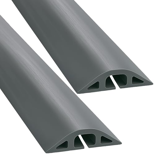 Electriduct D-2 Rubber Duct Cord Cover - Pack of 2X 5 Feet Pieces = 10 Feet Gray Floor Cable Protector - color: Gray, size: 5 ft (2 Pack = 10 ft)