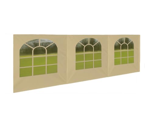 Heavy Duty Replacement Side Wall Panel with Arch Windows, 12 Mil for Party Tent Canopy (Beige 3 Window – 40 ft Valance Side Wall, Large Arch Windows, 12 Mil Heavy Duty Replacement Panel (1 Pc)) - style: Beige 3 Window – 40 ft Valance Side Wall, Large Arch