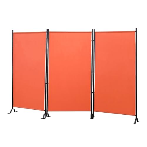 Proman Products - Galaxy Section Divider, Water Repellent Fabric Room Divider with Black Powder Coated Metal Frame for Indoors or Outdoors (Orange) - color: Orange, size: 3 Panel