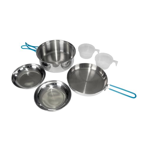 Stansport Stainless Steel Camping Cookware Set – Durable Nesting Mess Kit for Backpacking, Hiking & Outdoor Cooking – Compact Portable Pot & Pan with Carry Bag – Multiple Sizes for Family to Solo Use - style: 6 Piece