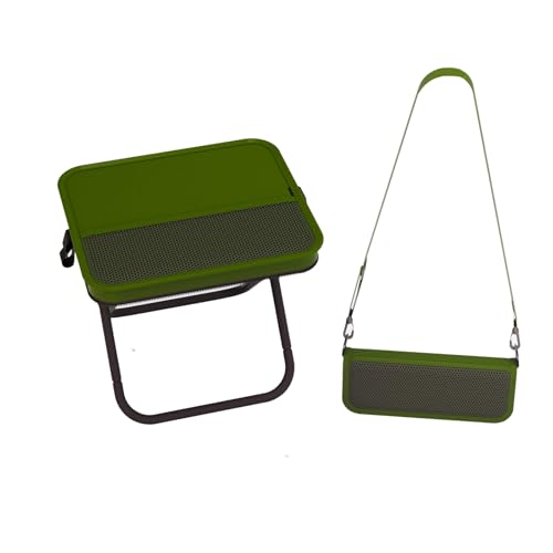 Portable Ultralight Travel Stool - Foldable Camping Chair with Storage Pocket, Handbag Style, Carbon Steel Frame, Supports Up to 180 LBS (OD Green) - color: Od Green