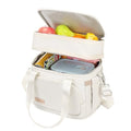 MAPLELILY Lunch Box for Men Women - Double Deck Insulated Lunch Bag, Large Leak Proof Tote Cooler, Wide Open Dual Compartment Lunch Bags with Shoulder Strap, For Work Picnic Hiking Beach, Beige - color: Beige