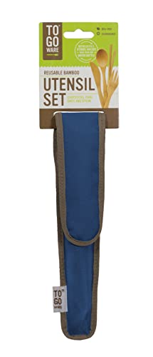 To Go Ware To Go Ware Reusable Bamboo Travel Utensils with Carrying Case & Carabiner Clip | Bamboo Utensils | Eco Friendly - color: Indigo