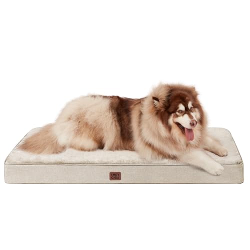 EHEYCIGA Orthopedic Dog Bed Waterproof 47"x29", Memory Foam Pet Bed for XXLarge Dog Bed, Washable Pet Mat with Removable Cover, Beige - color: Beige, size: 47.0"L x 29.0"W x 3.0"Th