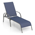 Tangkula Outdoor Lounge Chair, Patio Chaise Lounge with Adjustable Backrest, Reclining Pool Lounge Chair for Outside with Heavy Duty Steel Frame for Beach, Yard, Balcony, Poolside (Navy) - color: Navy