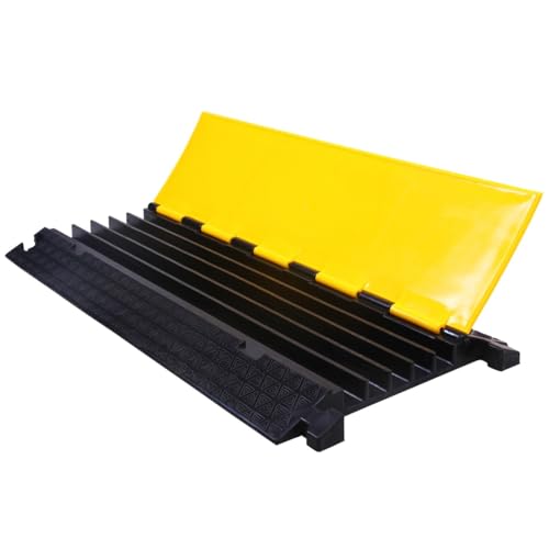 Kable Kontrol Atlas Cable Protector Wire Ramp - 5 Channel – 1 Pc - 35” Long Black & Yellow - 24000 Lbs Load Capacity - Rubber Speed Bump Wire Protector Cord Cover - CP9975 - size: 5 Channel - 1 Unit