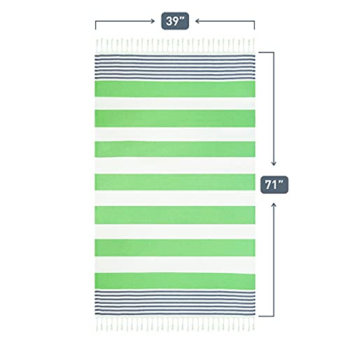 HAVLULAND Turkish Beach Towels, Oversized 40"x72" Turkish Bath Towel, Highly Absorbent Quick Dry Sand Free Beach Towels for Beach Pool Spa Gym Yoga Travel Camping Picnic Blanket - Green/Navy - color: Green / Navy