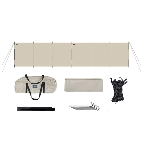 SHYP Camping Windbreaks for Garden Grills BBQ Picnic, Outdoor Caravan Privacy Screen Folding Portable Waterproof Oxford Cloth Windscreen Beach Windshield Shelter (Khaki) (Color : 2 Sets) - color: 2 Sets