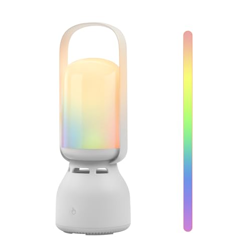 JackonLux Camping Lantern with Speaker, Portable Rechargeable Outdoor Lantern, 11 Mode RGB Color Dimmable LED Night Light for Camping, Home, Party and Hiking (1, White) - color: White