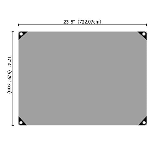 Yescom 18x24FT 14-Mil Plastic Tarp Waterproof Heavy Duty Tarpaulin with Eyelets Reversible Tear Resistant Shade Canopy Boat Pickup Truck Bed Cover - color: 14mil-1pc-silver, size: 18X24 Ft