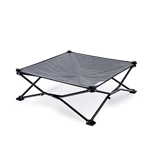 Coolaroo On-The-Go Elevated Dog Bed - Foldable Pop-Up Travel Dog Bed with Breathable, Moisture-Resistant Fabric, Carry Bag Included, Lightweight & Portable, Steel Gray, Medium - color: Steel Grey, style: Medium