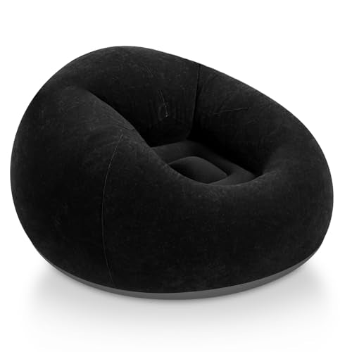 Realspring Inflatable Bean Bag Chairs for Adult Blow up Chairs Lazy Sofa Folding Portable Inflatable Chair for Movie Outdoor Room Bedroom Reading Camping(Black) - color: Black