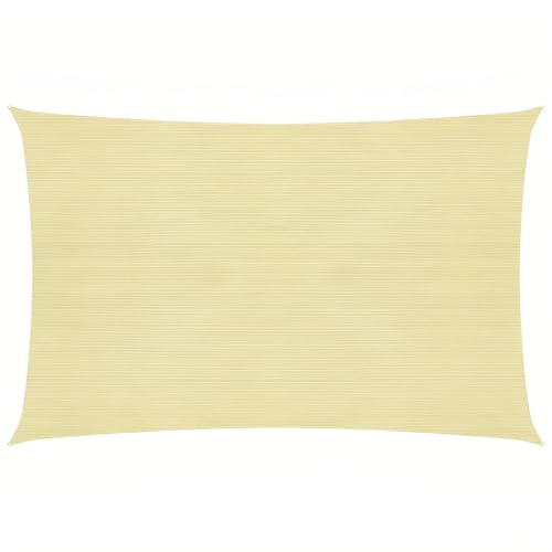 Sun Shade Sail 7' x 14' Yellow Beige Rectangle Canopy Sail Shade Cover 95% UV Block Permeable Sunshade Outdoor for Patio Yard - color: Yellow Beige, size: 7' X 14'