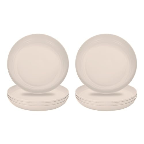 uxcell 8Pcs Plastic Plates Set, 10 Inch Unbreakable Dinner Plates Set Plastic Plates Reusable Dishwasher & Microwave Safe for Restaurants Kitchen Food Outdoor Camping, Ash Gray - color: Beige, size: 10"