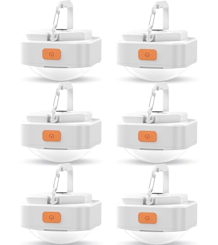 Rechargeable Camping Lights FLY2SKY 6Pcs White Tent Lights Mini Flashlight Portable LED Camping Lantern Survival Gear Camping Accessories for Hiking Backpacking Fishing Hurricane Emergency Outage - style: 6 Pcs White