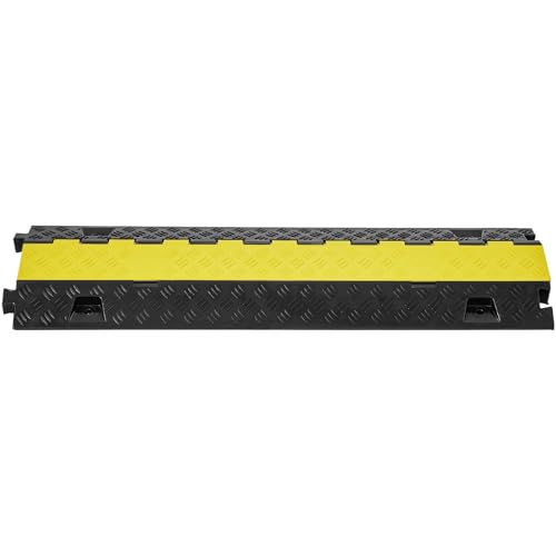Happybuy 5 PCs Cable Protector Ramp, 2 Channel, 22000 lbs/axle Capacity Heavy Duty TPU Wire Cover Ramp Hose Protector Ramp for Driveway, with TPR Flip-Open Top Cover for Indoor & Outdoor Use