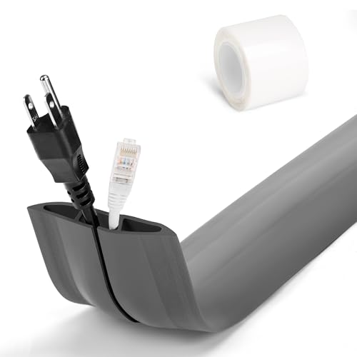 4FT Cord Hider Floor - Grey Floor Cable Hider, Wire Covers for Cords Prevent Cable Trips, Floor Cord Cover, Power Cable Management Cord Protector, Cable Cover Channel 0.6" (W) x 0.31" (H) - color: Grey, size: W2.5" × L4'