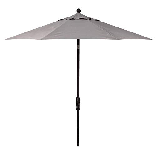 Treasure Garden Octagonal 9 ft Patio Umbrella - Outdoor Furniture Table Umbrella – Push-Button Tilt – Black Aluminum Frame (Obravia, Boulder) - color: O'bravia Boulder w/Black Frame, size: 9 FT Push Button Tilt
