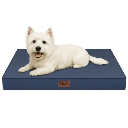 Outdoor Dog Bed for Small Dogs & Cats, Waterproof Dog Crate Mat Orthopedic Egg Crate Foam with Washable Removable Oxford Cover, Navy - color: Navy, size: 23.0"L x 17.0"W x 2.5"Th