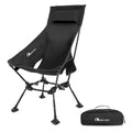 MOON LENCE High Back Folding Camping Chairs, Height-Adjustable, Widened Seat, for Beach with Anti-Sinking Feet - color: New Black With Feet 1 Pack