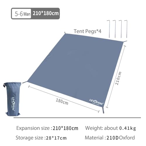 Tent Footprints Outdoor Camping Tent Floor Mat Moisture Proof Ground Sheet 210D Oxford Cloth Ultralight Waterproof Wear-Resistant Multi-Purpose Shading Trap with Tent Stakes - size: 210*180cm