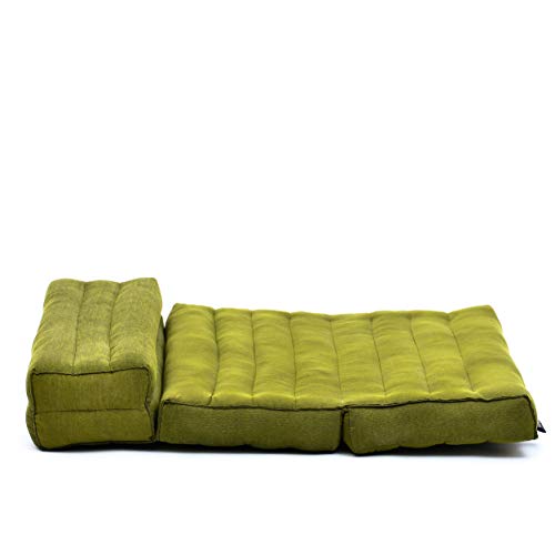 Leewadee Foldable Floor Mattress – 2 in 1 Floor Meditation Mat for Yoga and Relaxation, Seating Futon with Kapok - color: Cl23 - Green