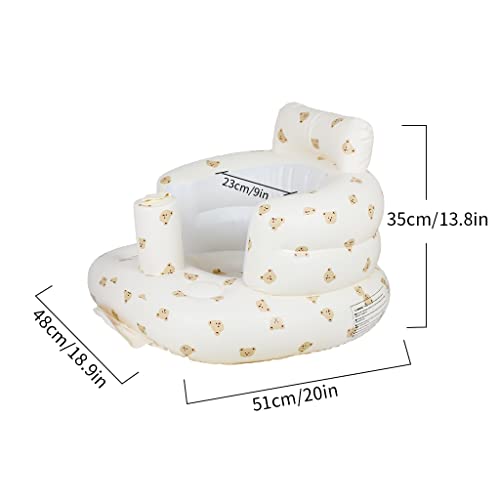 AirSwim Inflatable Baby Seat, Inflatable Baby Chair for Babies 3 Months and Up, Summer Blow Up Chair with Built in Air Pump, Infant Floor Seats for Learning to Sit, Palying, Camping, Bear Head - color: Bear Head