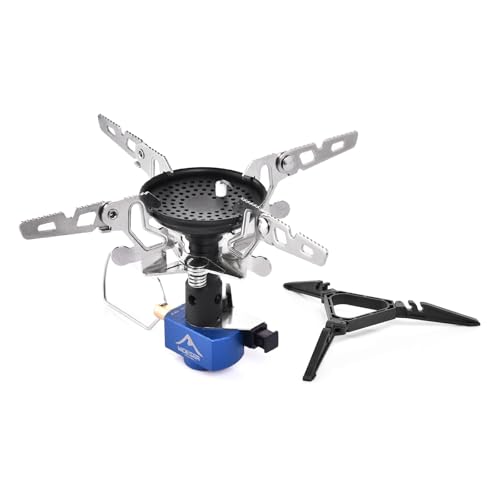 Widesea Portable Camping Stove with Canister Stand & 4 Detachable Legs Mini 3300W Power Backpacking Stove with Electronic Ignition Ultralight Compact for Outdoor Cooking, Hiking, Picnics - style: STOVE & TRIPOD